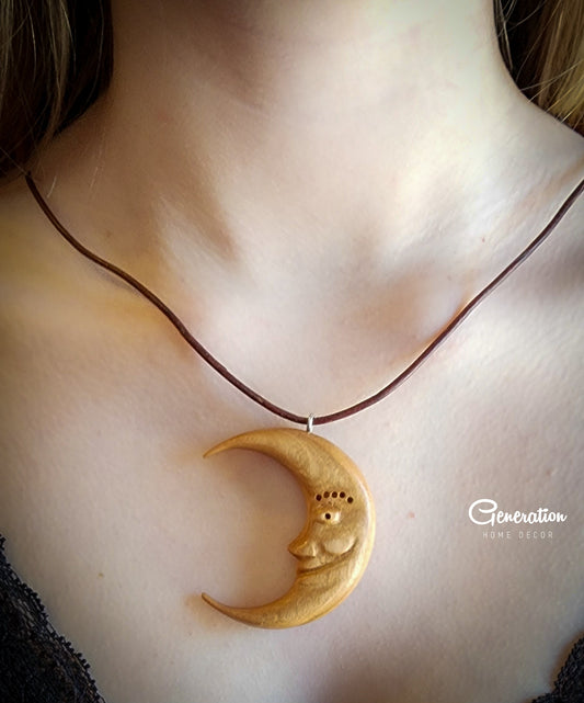 Cherry moon face necklace